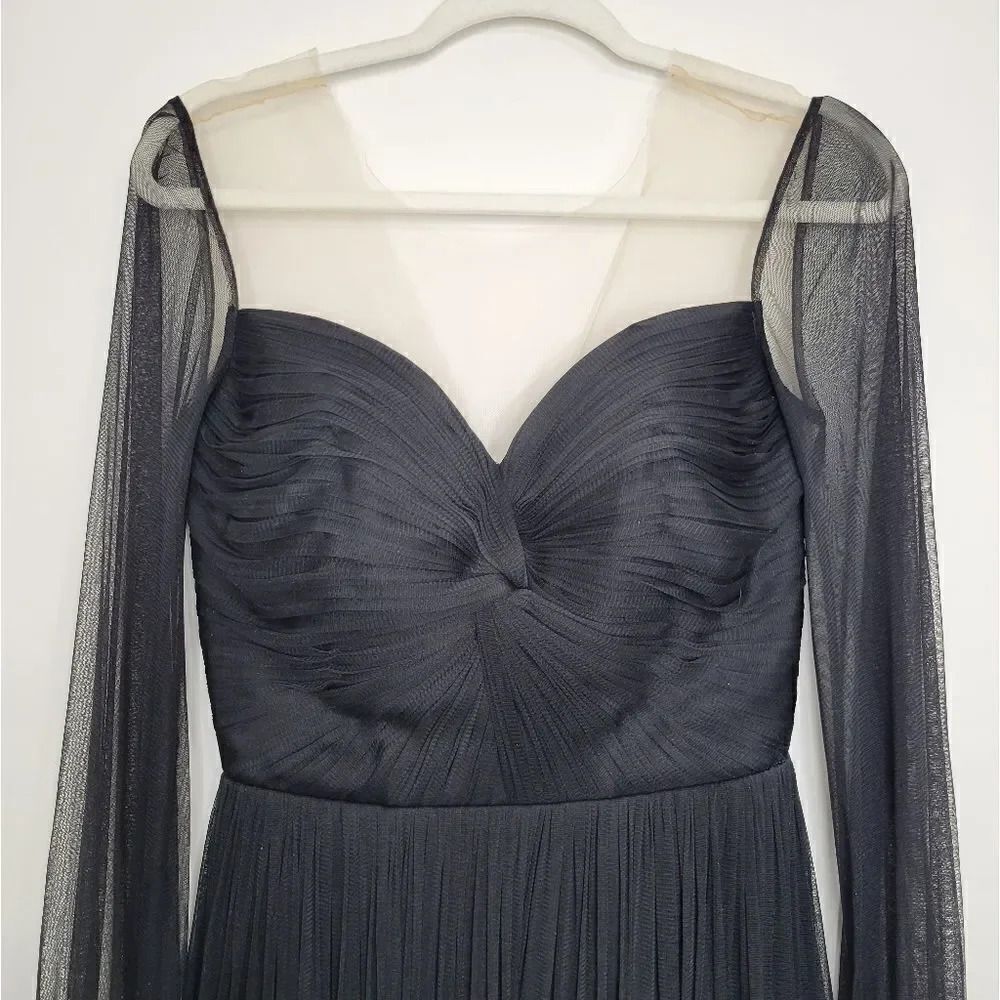 Cristallini Long Sleeve Silk Tulle Dress, Black L - Picture 6 of 12
